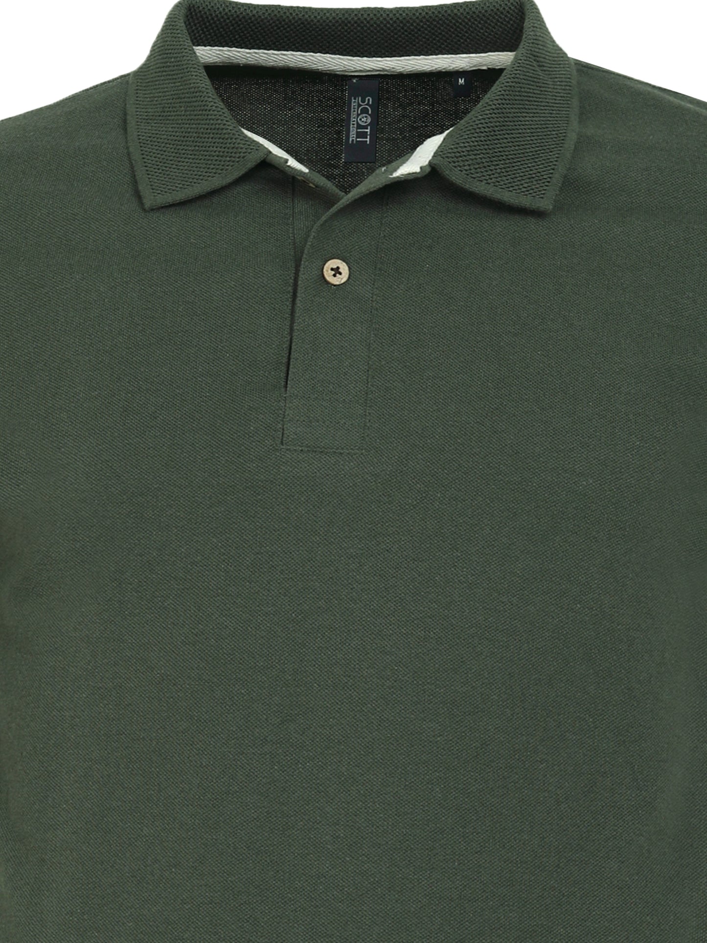 Men’s Casual Jacquard Collar Polo Bottle Green
