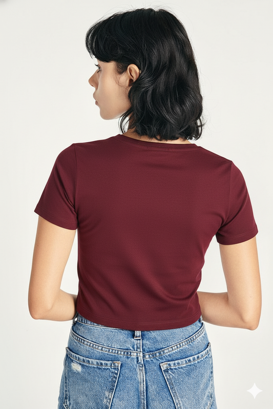 Breathable Cotton Bio-Washed 180 GSM MA Crop Top for Women