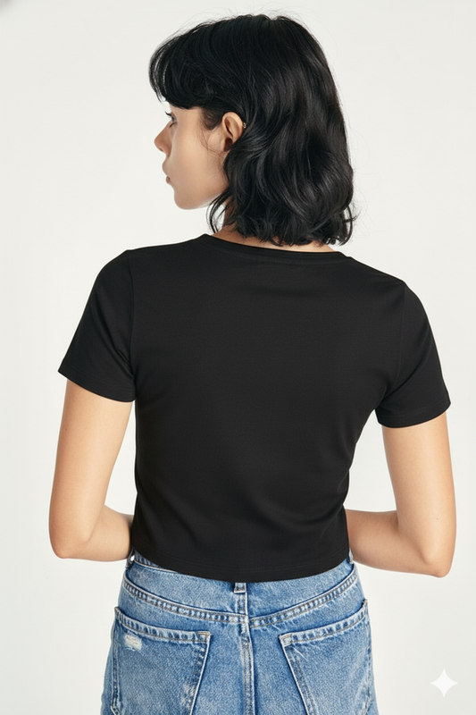 Breathable Cotton Bio-Washed 180 GSM BL Crop Top for Women