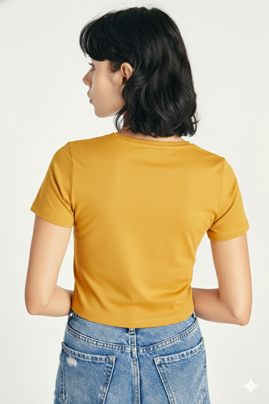 Breathable Cotton Bio-Washed 180 GSM GY Crop Top for Women