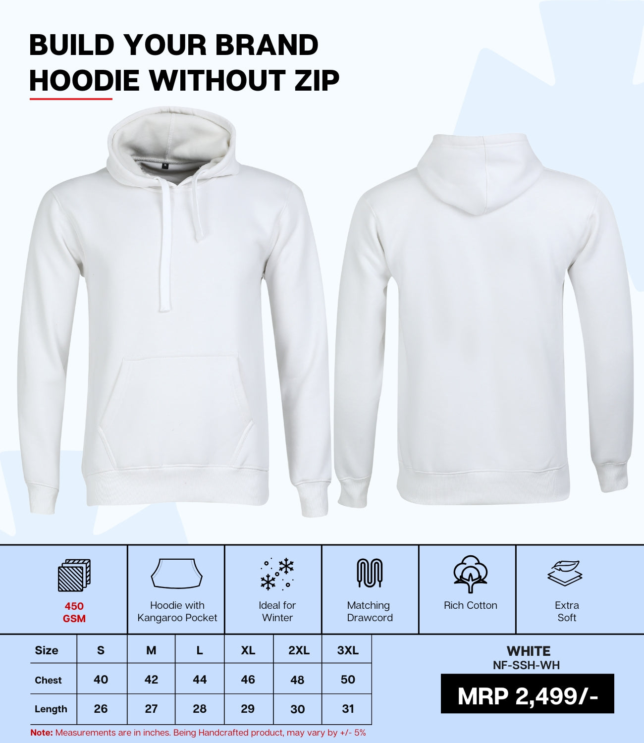 Premium 450 GSM Without Zip Hoodie WH