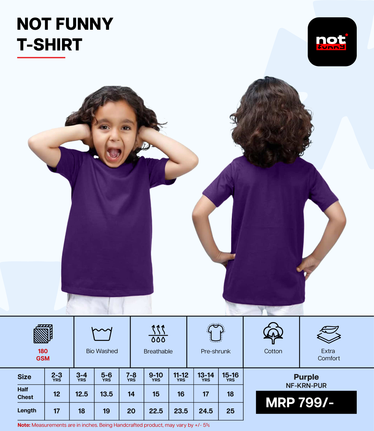 Kids Cotton Round Neck PUR