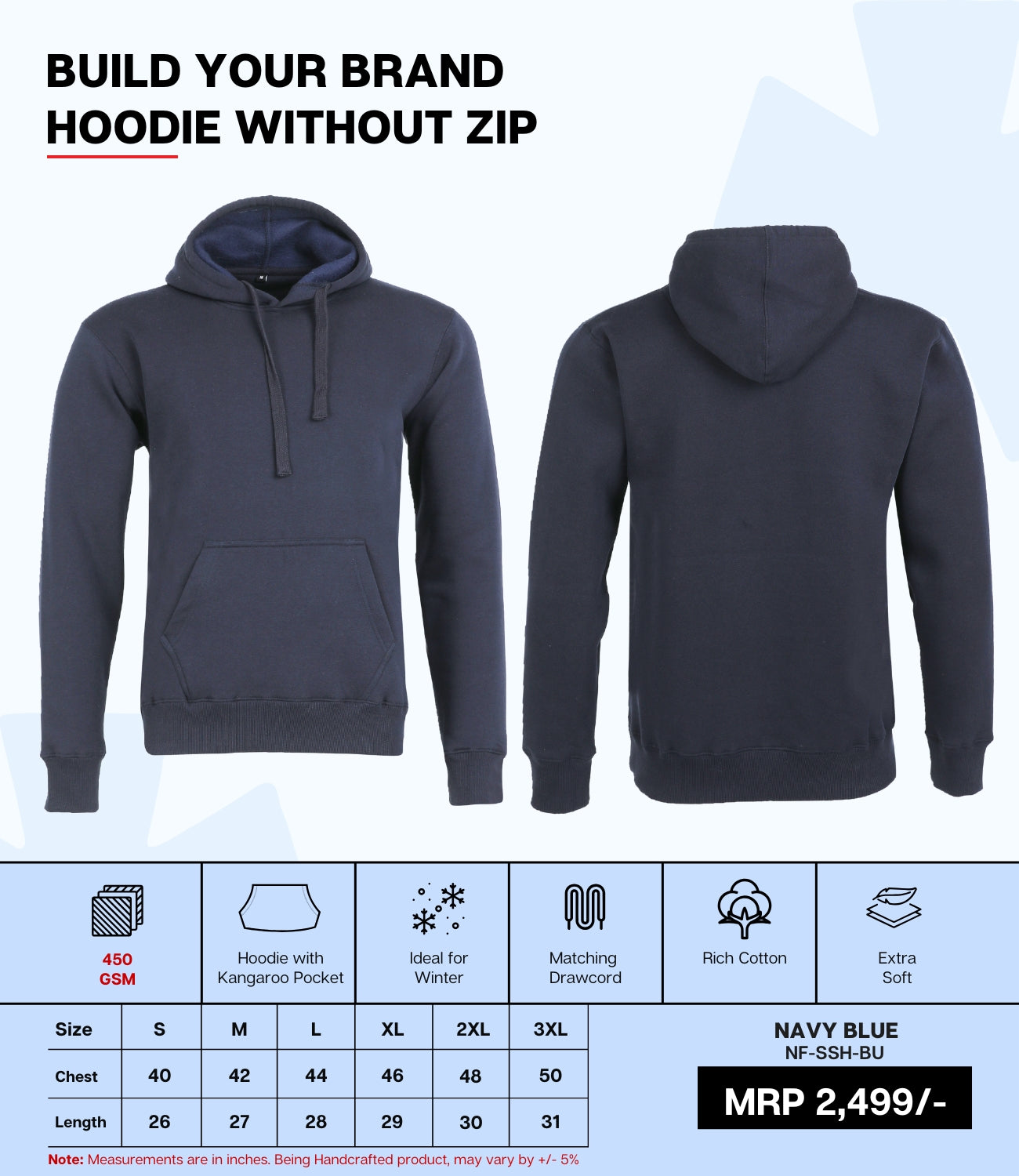 Premium 450 GSM Without Zip Hoodie BU