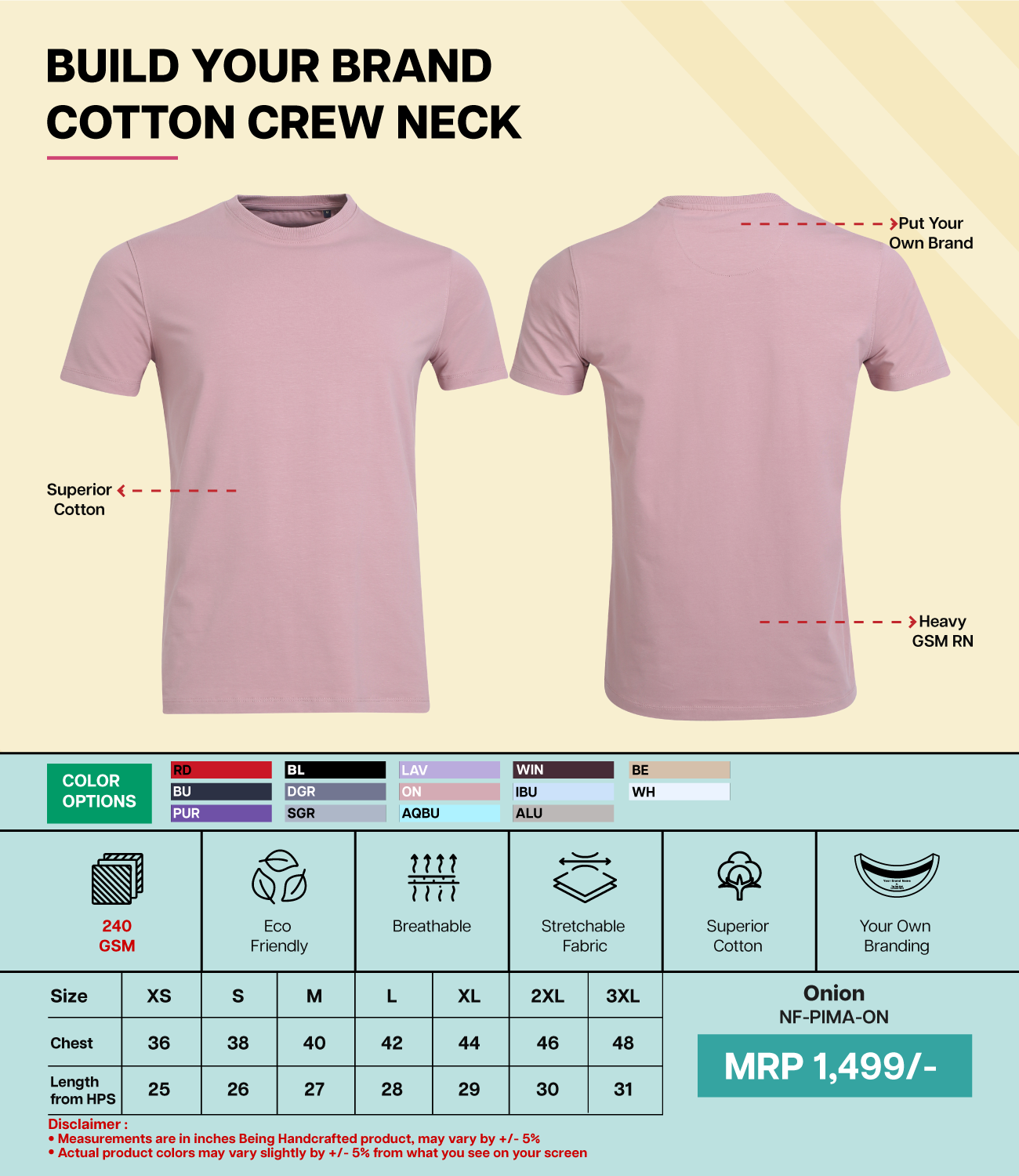 Men’s Pima Cotton Crew Neck T-Shirt  ON