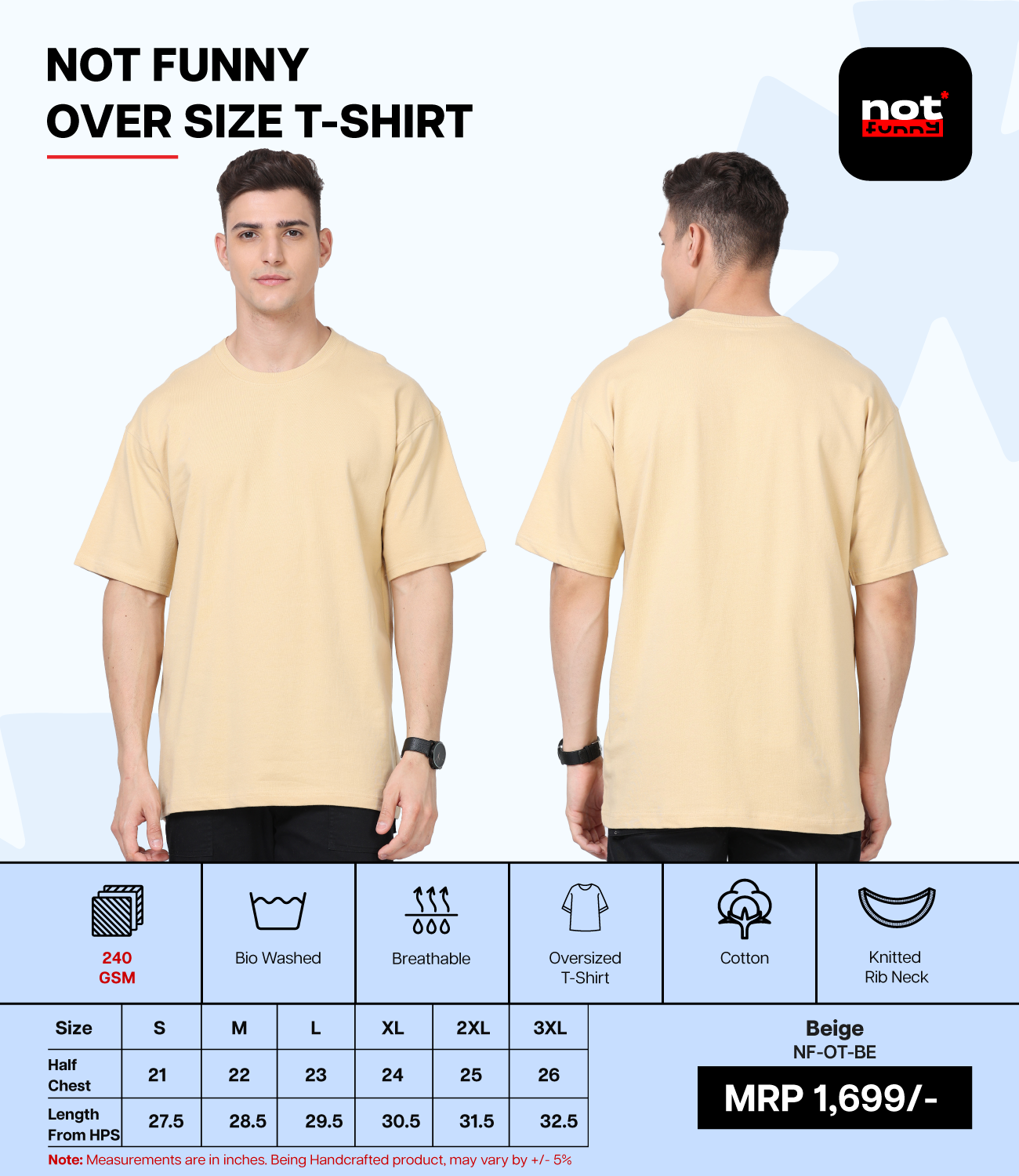 Men's Oversized BE T-Shirt – Premium Pima Cotton