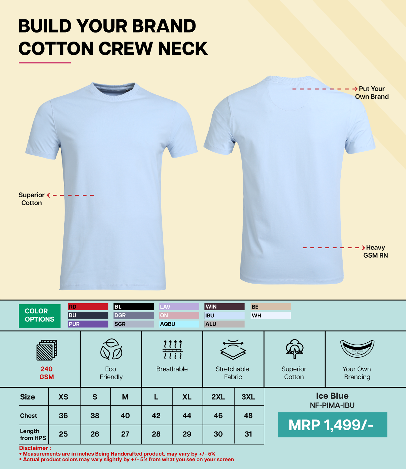 Men’s Pima Cotton Crew Neck T-Shirt IBU