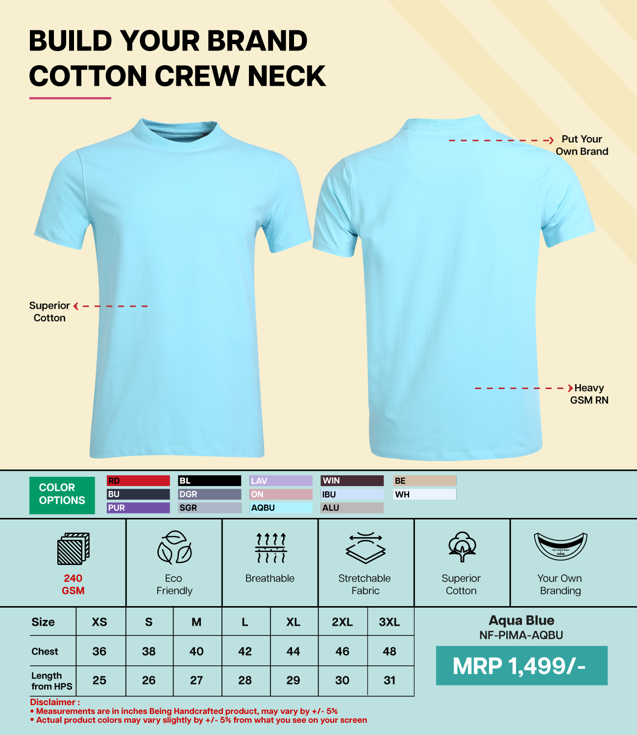 Men’s Pima Cotton Crew Neck T-Shirt  AQBU