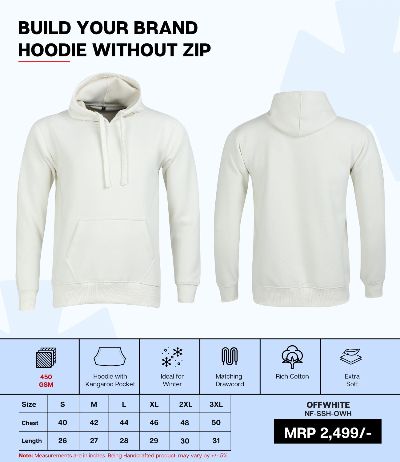 Premium 450 GSM Without Zip Hoodie OFW