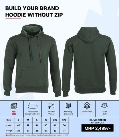 Premium 450 GSM Without Zip Hoodie OLV