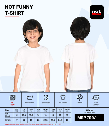 Kids Cotton Round Neck WH T-Shirt