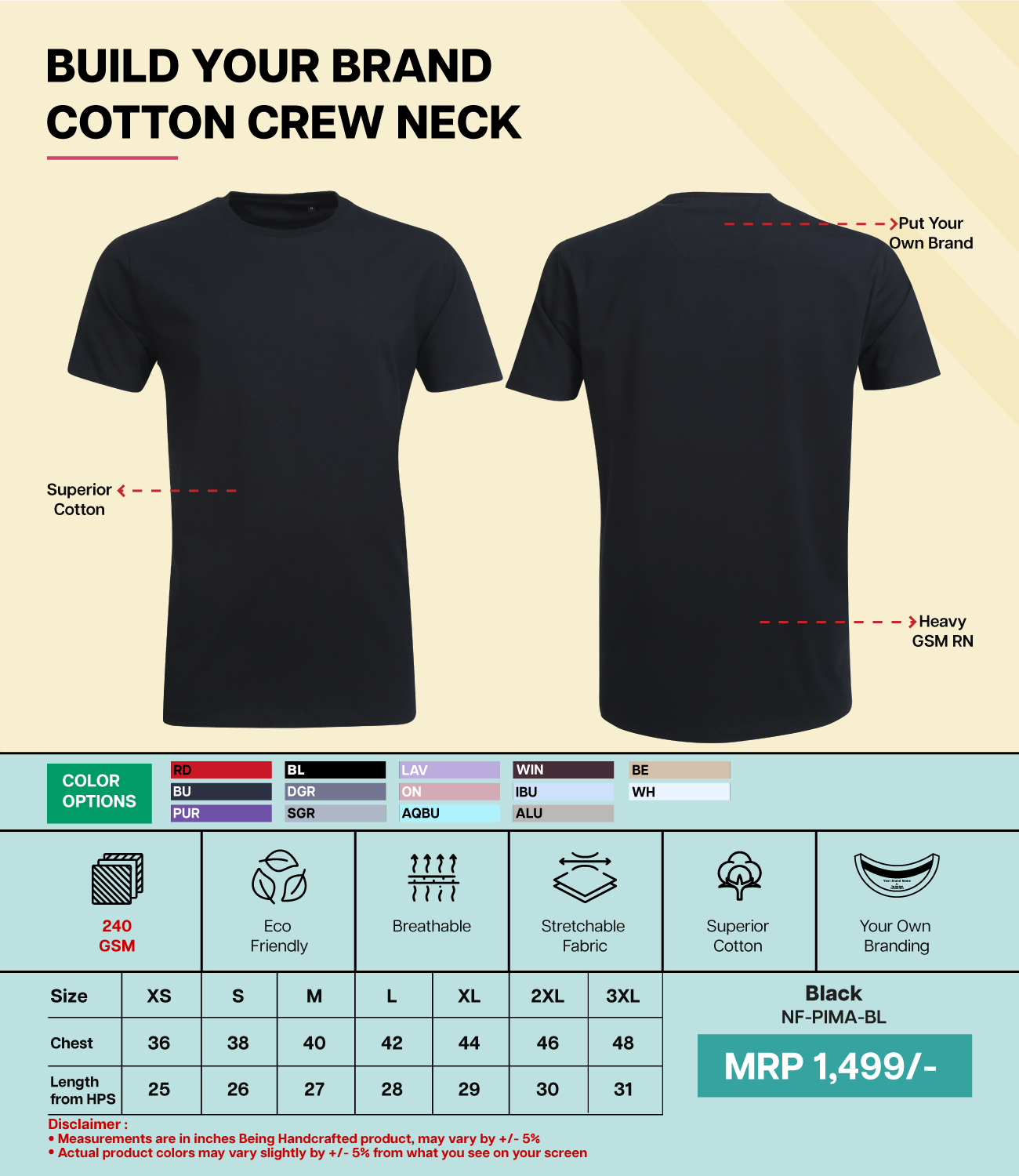 Men’s Pima Cotton Crew Neck T-Shirt  BL