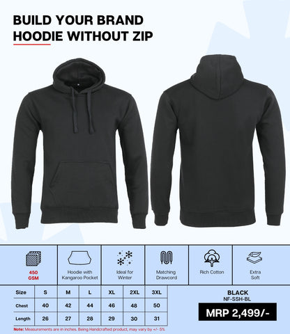 Premium 450 GSM Without Zip Hoodie BL