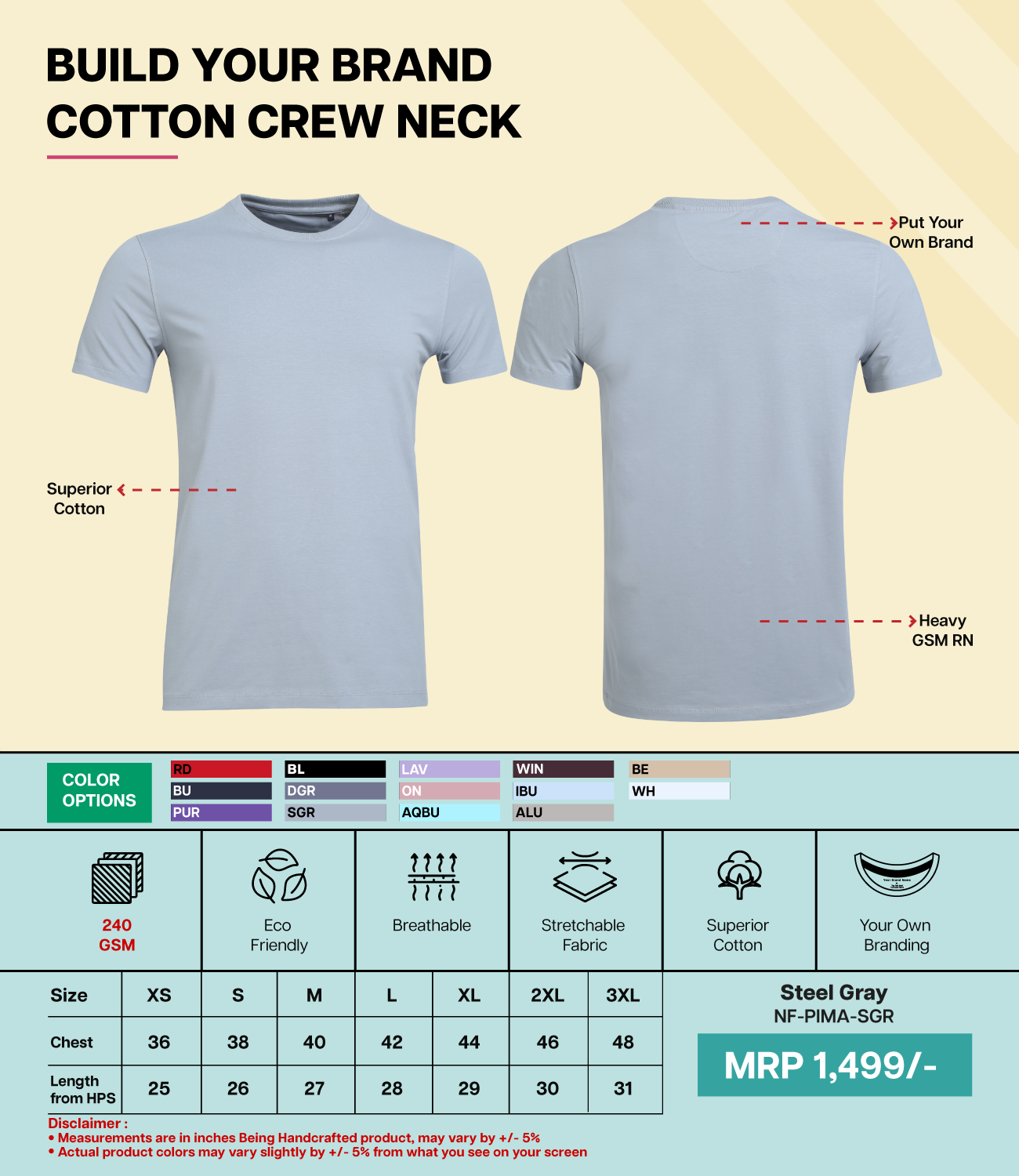 Men’s Pima Cotton Crew Neck T-Shirt  SGR