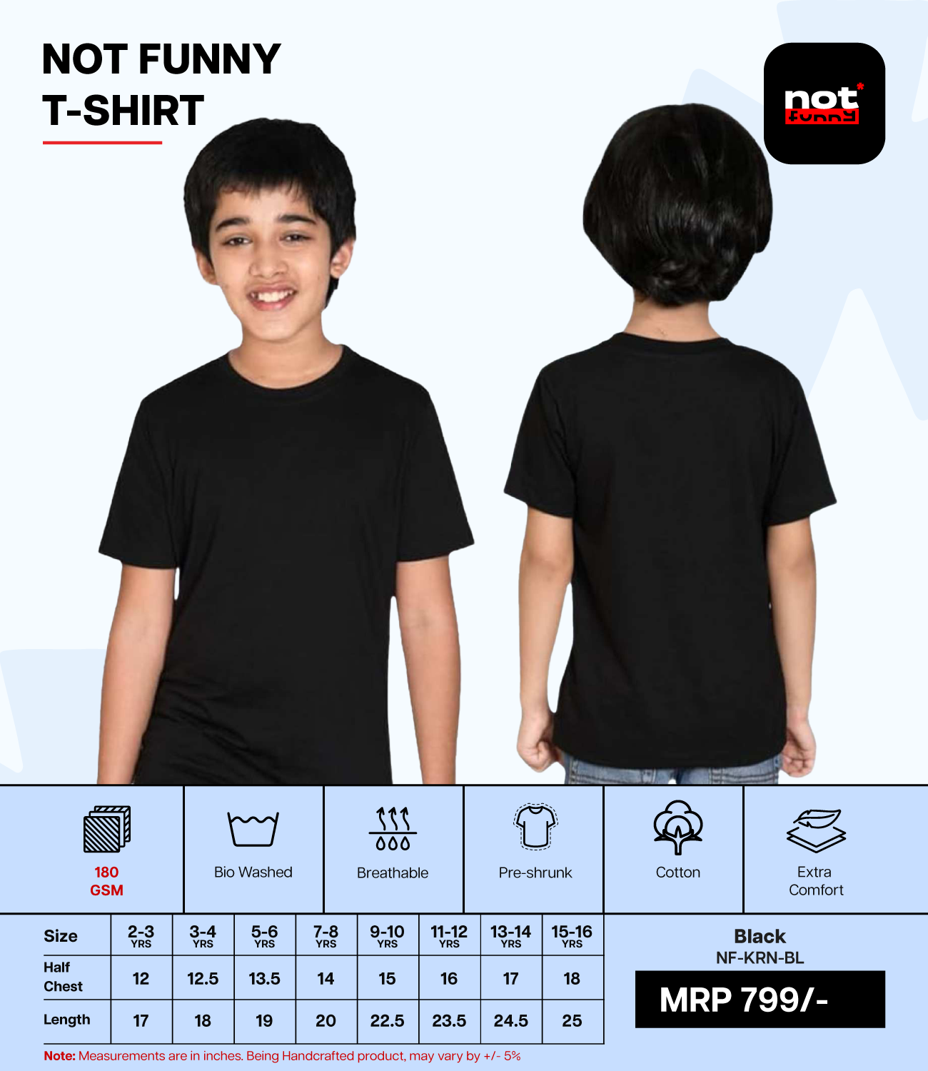 Kids Cotton Round Neck BL