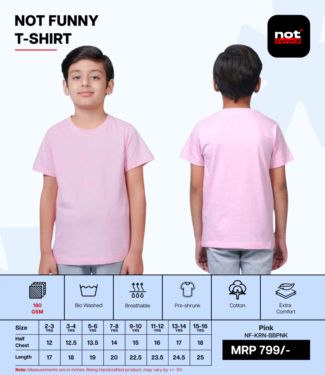 Kids Cotton Round Neck BBPNK
