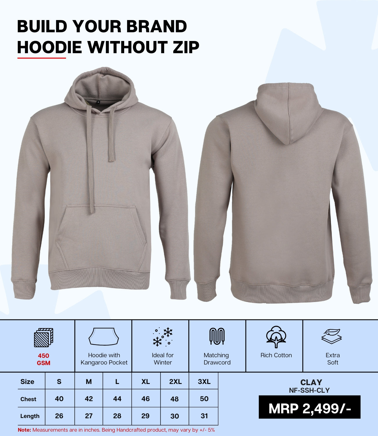 Premium 450 GSM Without Zip Hoodie CLY
