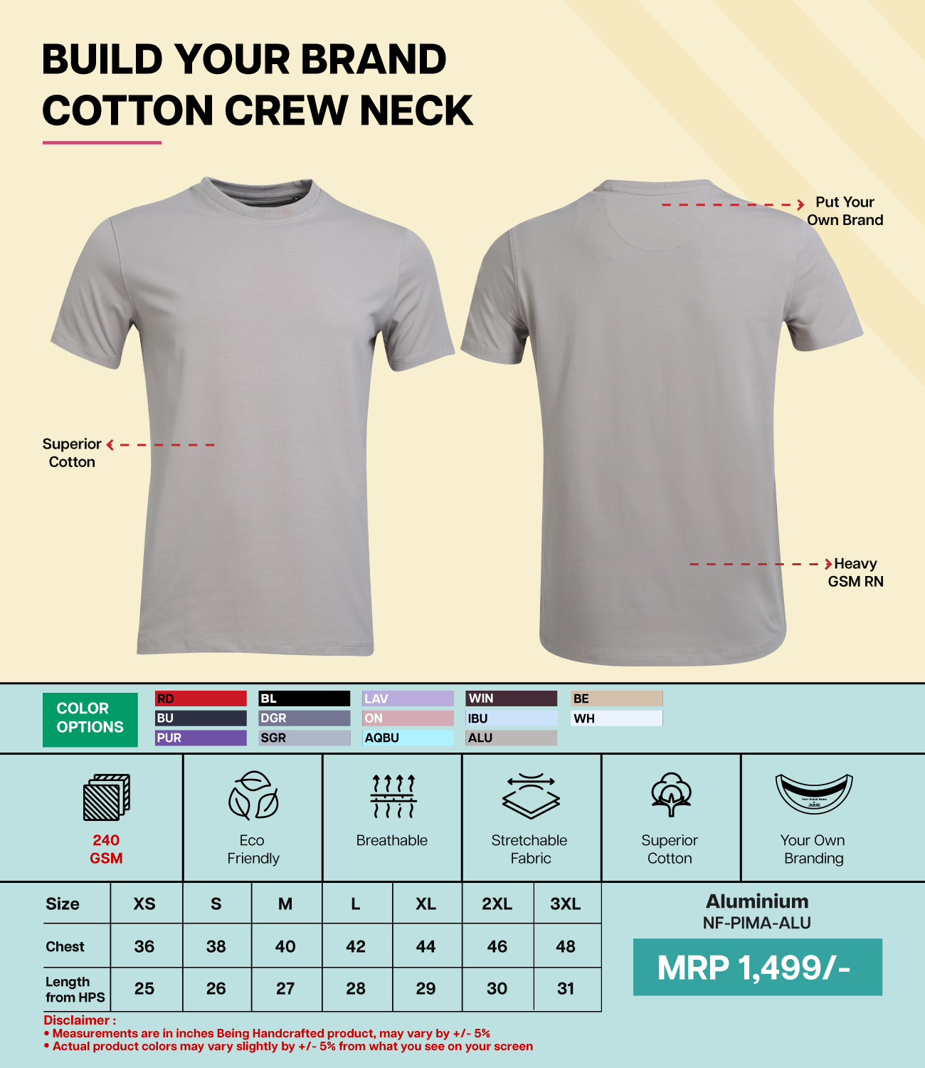 Men’s Pima Cotton Crew Neck T-Shirt  ALU