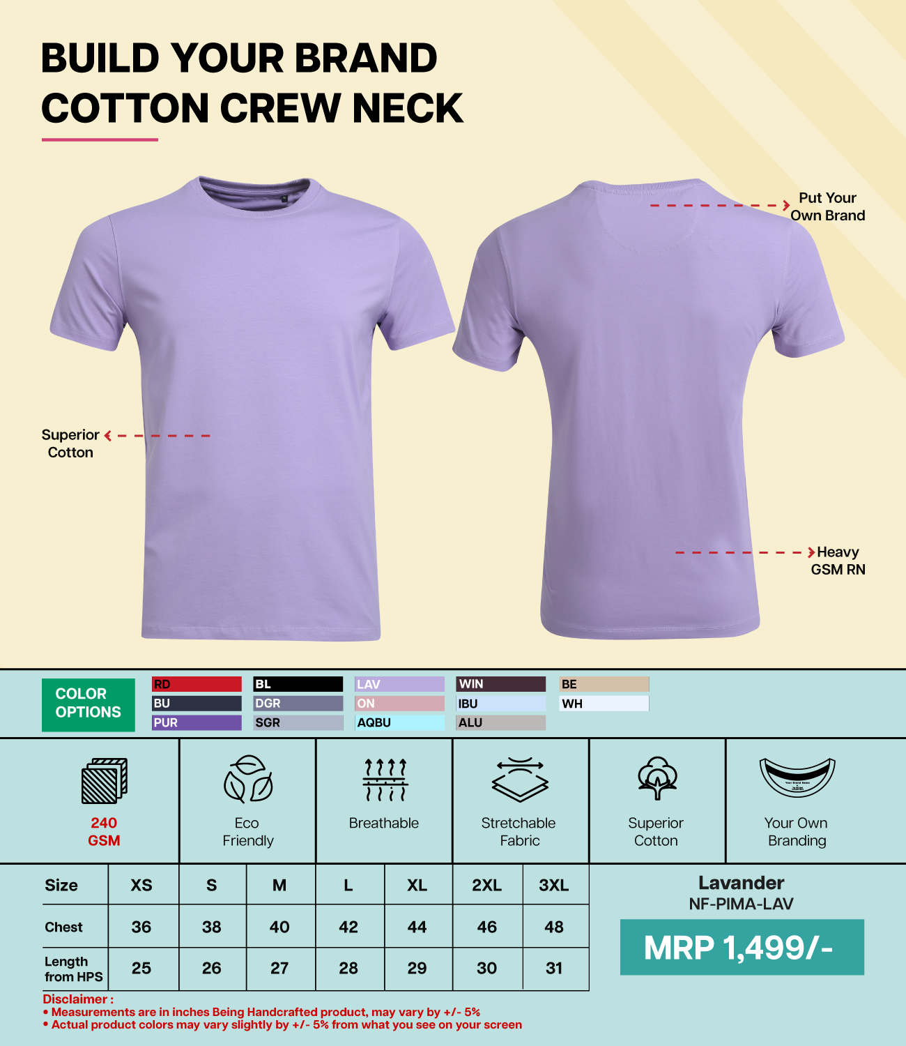 Men’s Pima Cotton Crew Neck T-Shirt  LAV