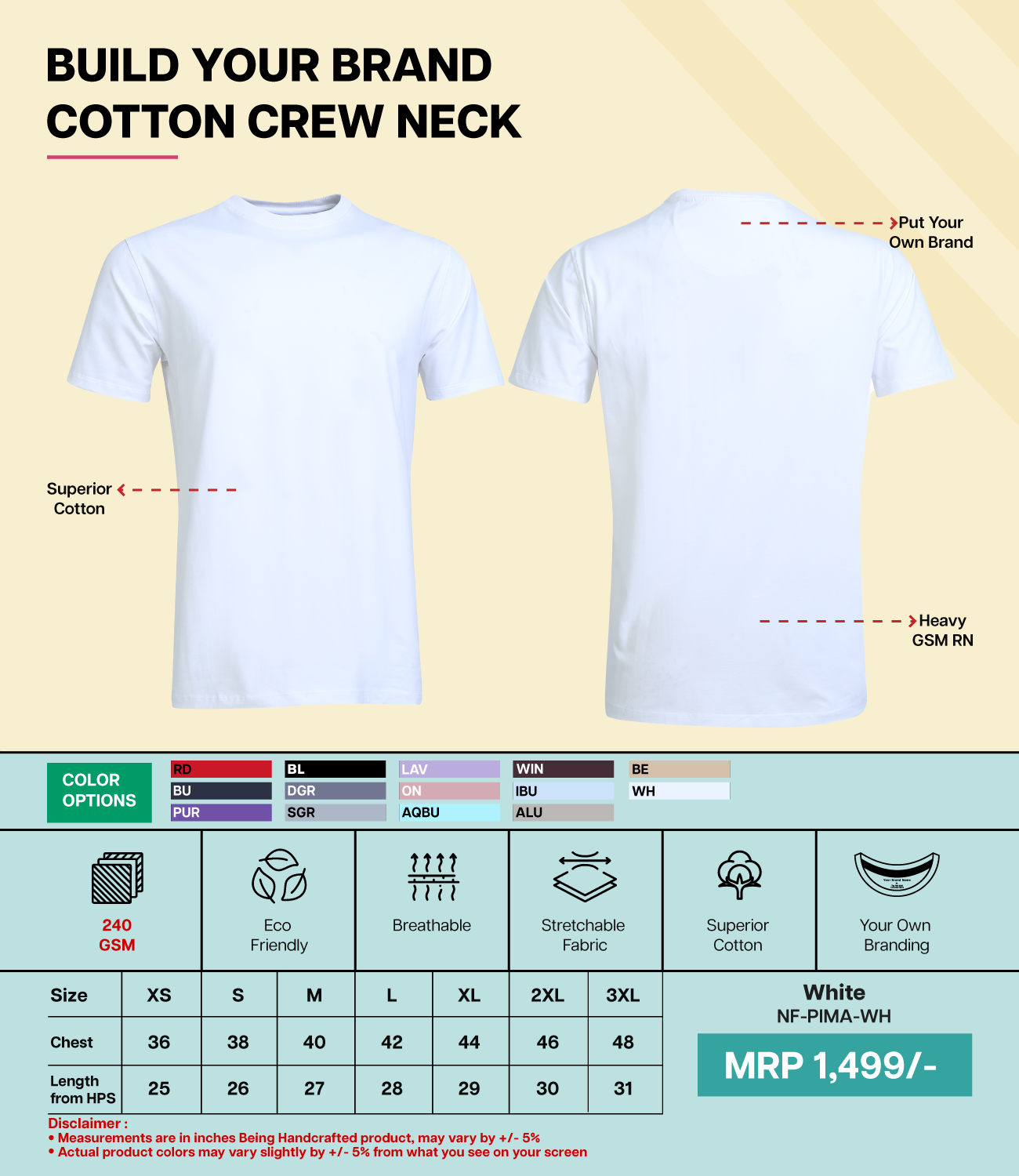 Men’s Pima Cotton Crew Neck T-Shirt  White