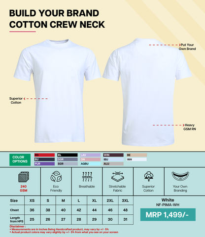 Men’s Pima Cotton Crew Neck T-Shirt  White