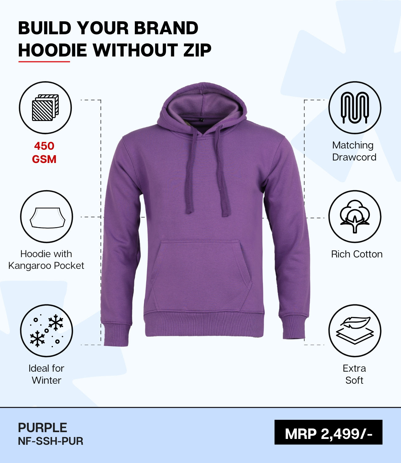 Premium 450 GSM Without Zip Hoodie PUR