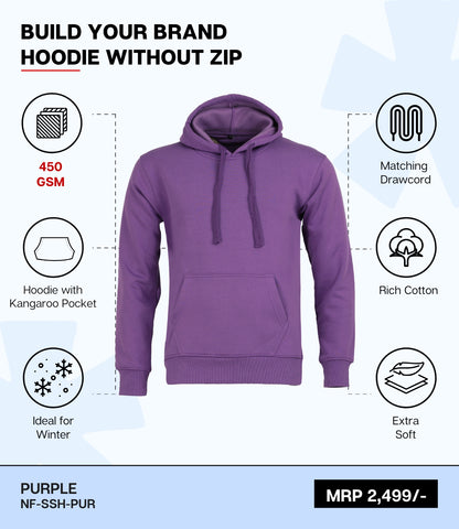 Premium 450 GSM Without Zip Hoodie PUR