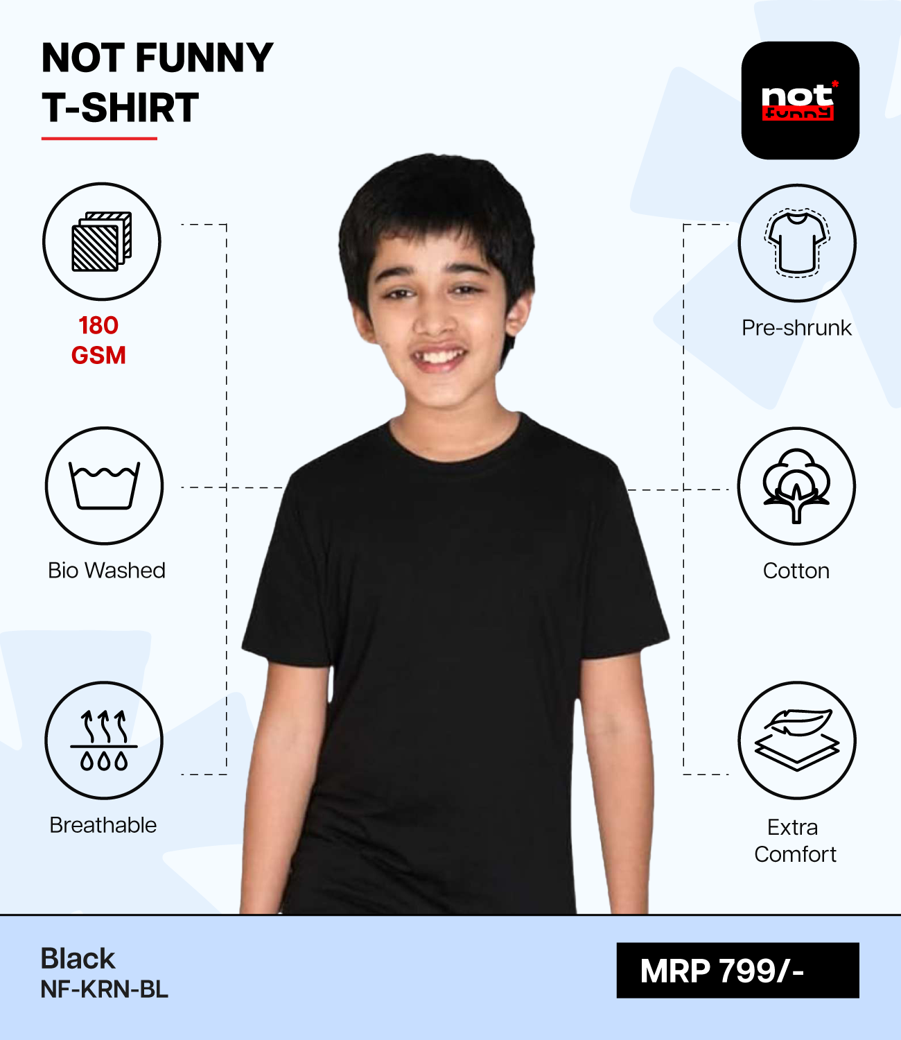 Kids Cotton Round Neck BL