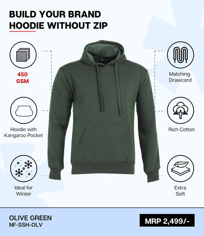 Premium 450 GSM Without Zip Hoodie OLV