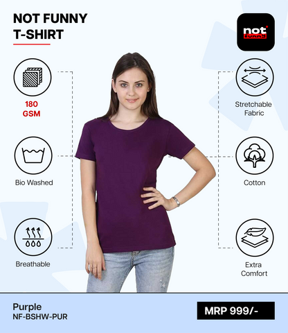 Biowash Women’s PUR T-Shirt – Soft, Stretchable & Breathable Cotton
