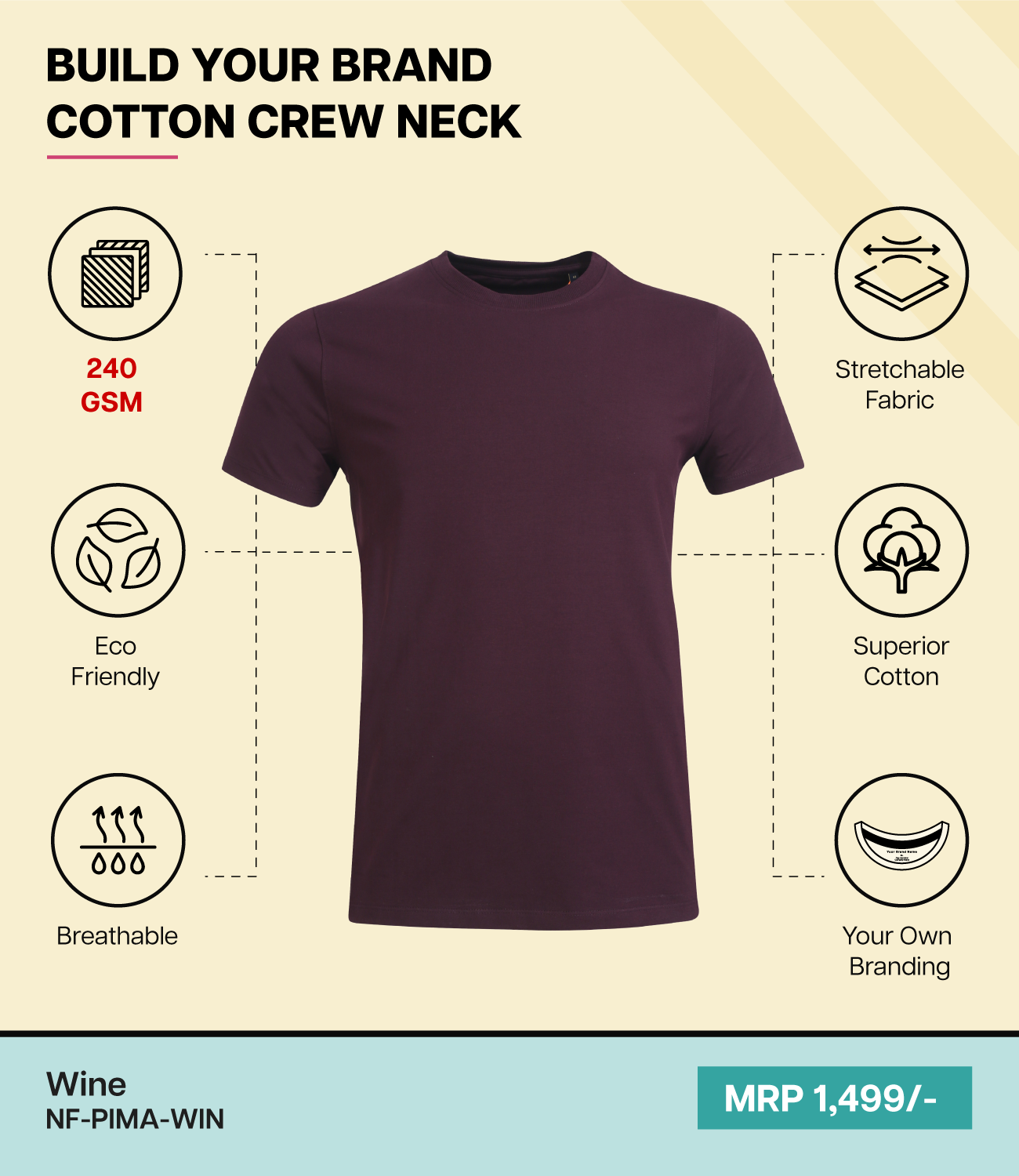 Men’s Pima Cotton Crew Neck T-Shirt  Wine