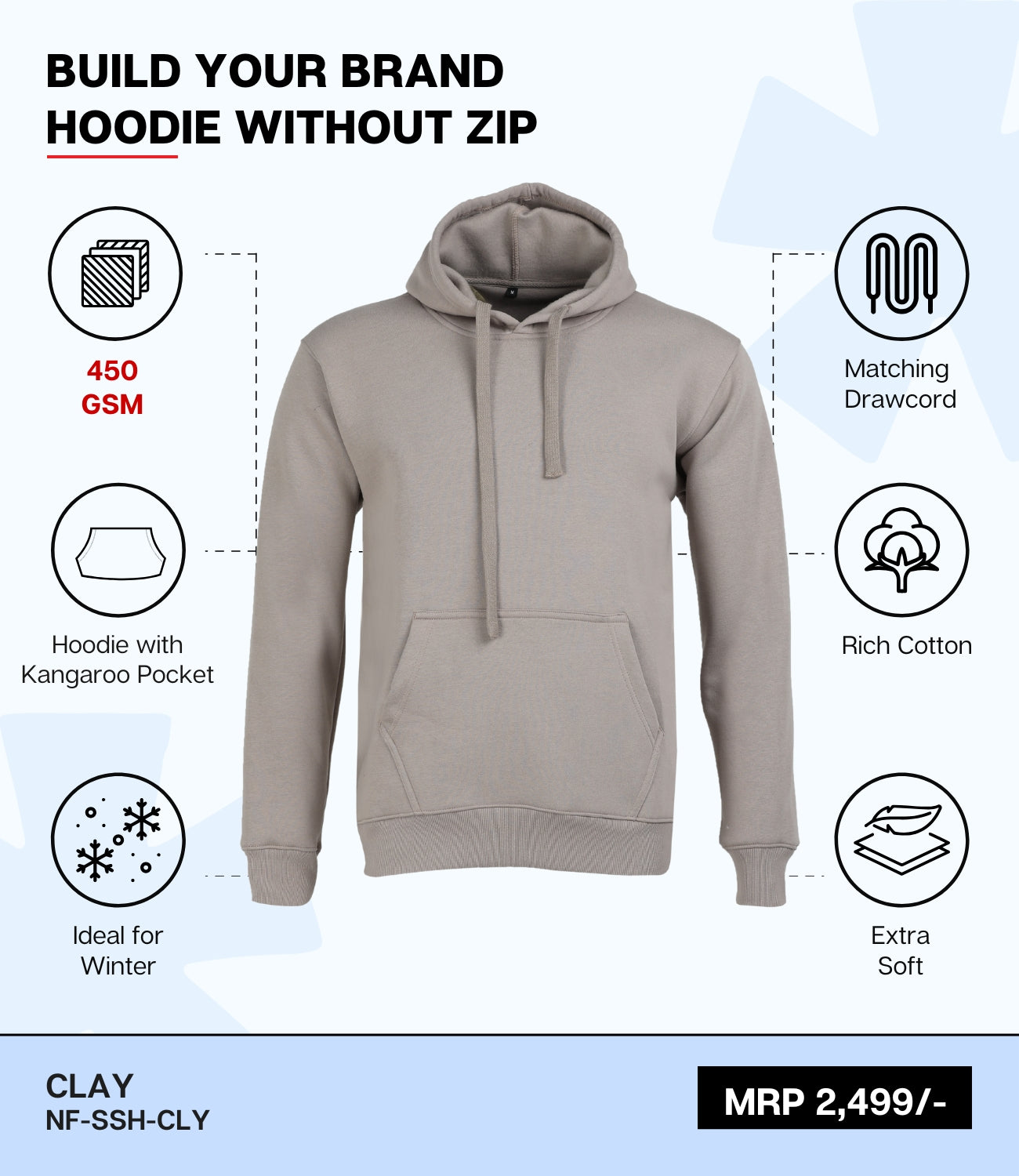 Premium 450 GSM Without Zip Hoodie CLY
