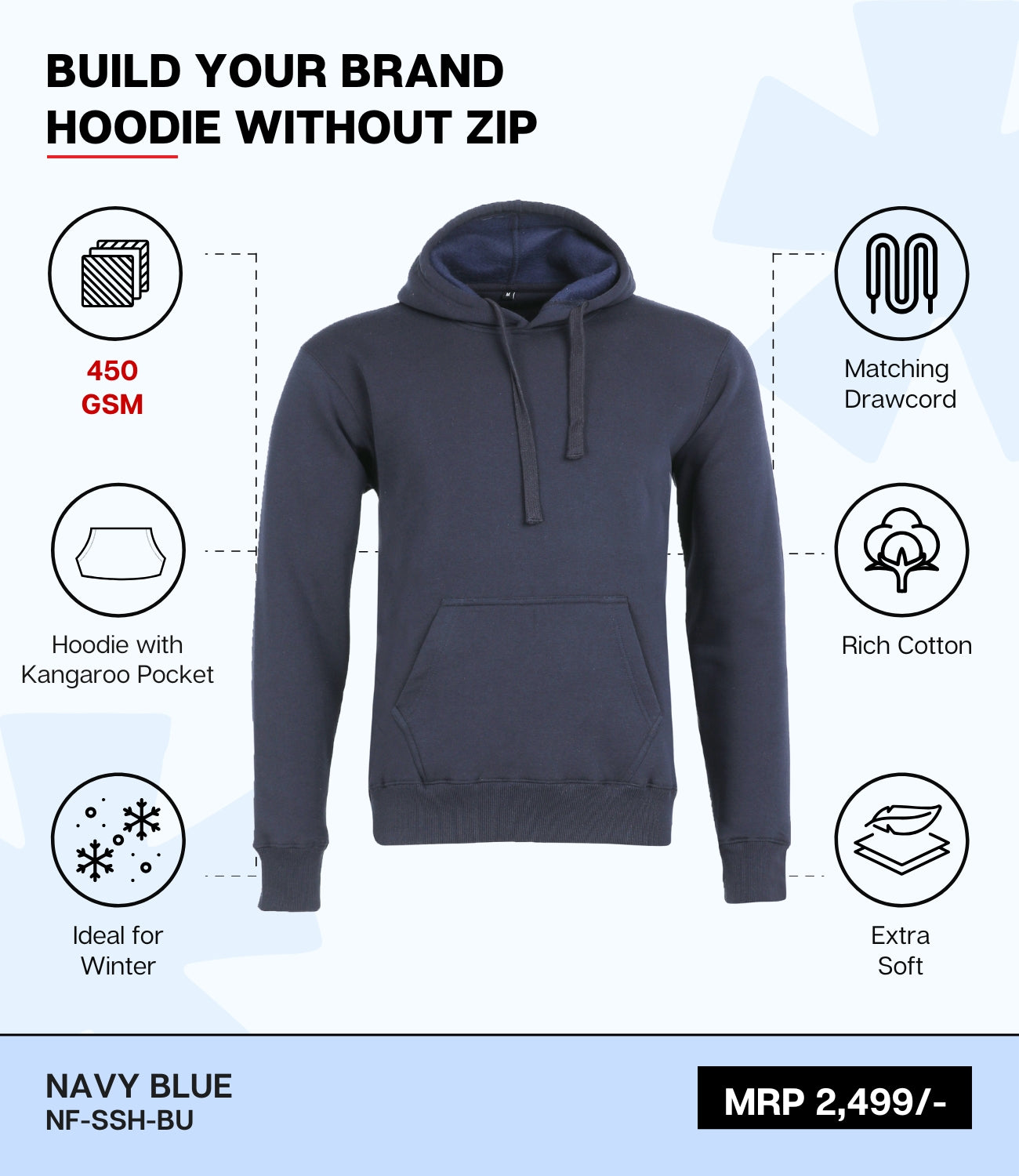 Premium 450 GSM Without Zip Hoodie BU