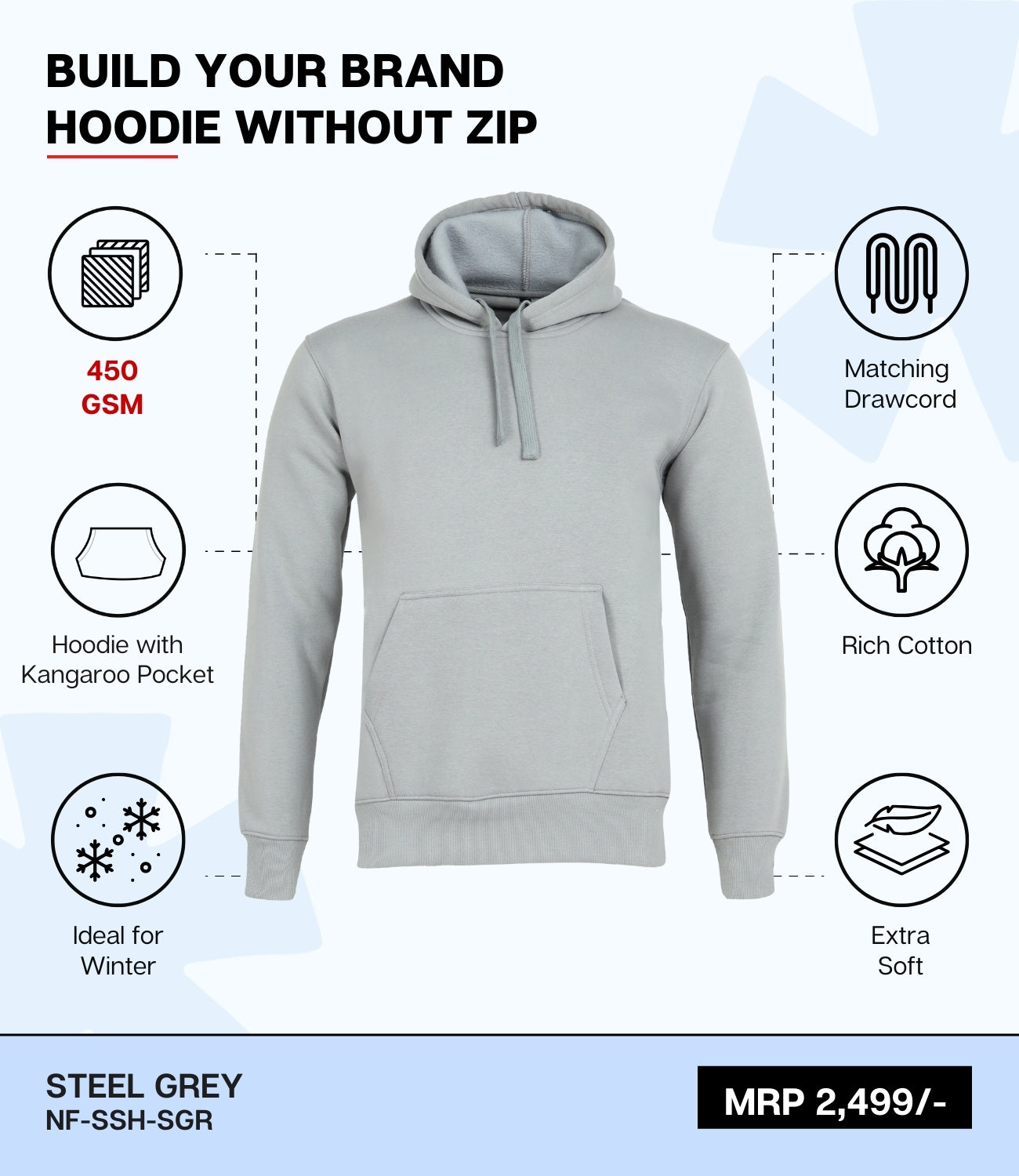 Premium 450 GSM Without Zip Hoodie SGR