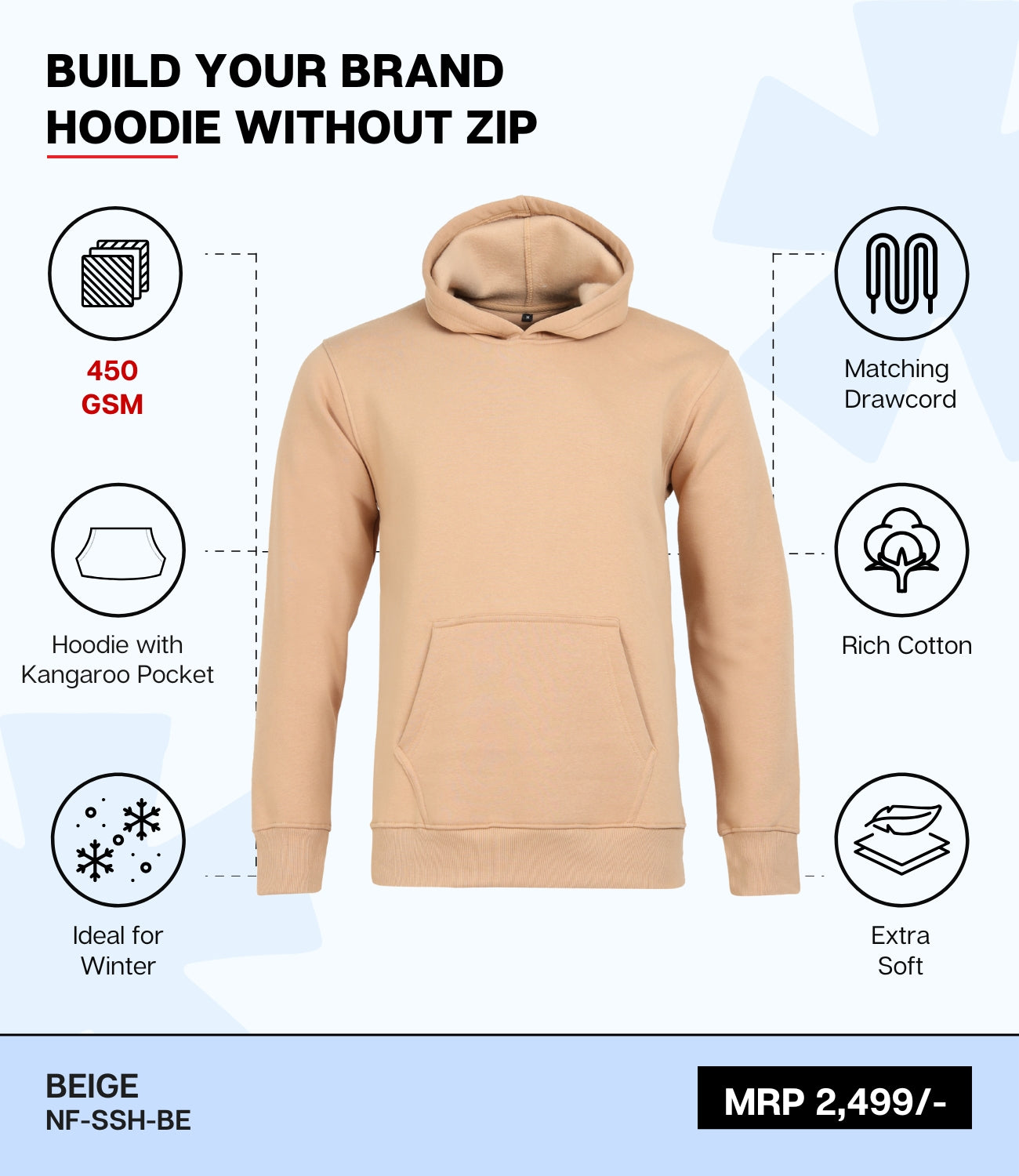 Premium 450 GSM Without Zip Hoodie BE