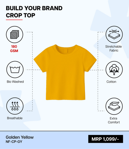 Breathable Cotton Bio-Washed 180 GSM GY Crop Top for Women