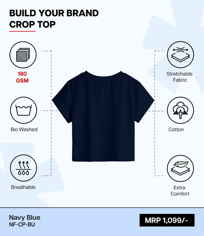Breathable Cotton Bio-Washed 180 GSM BU Crop Top for Women