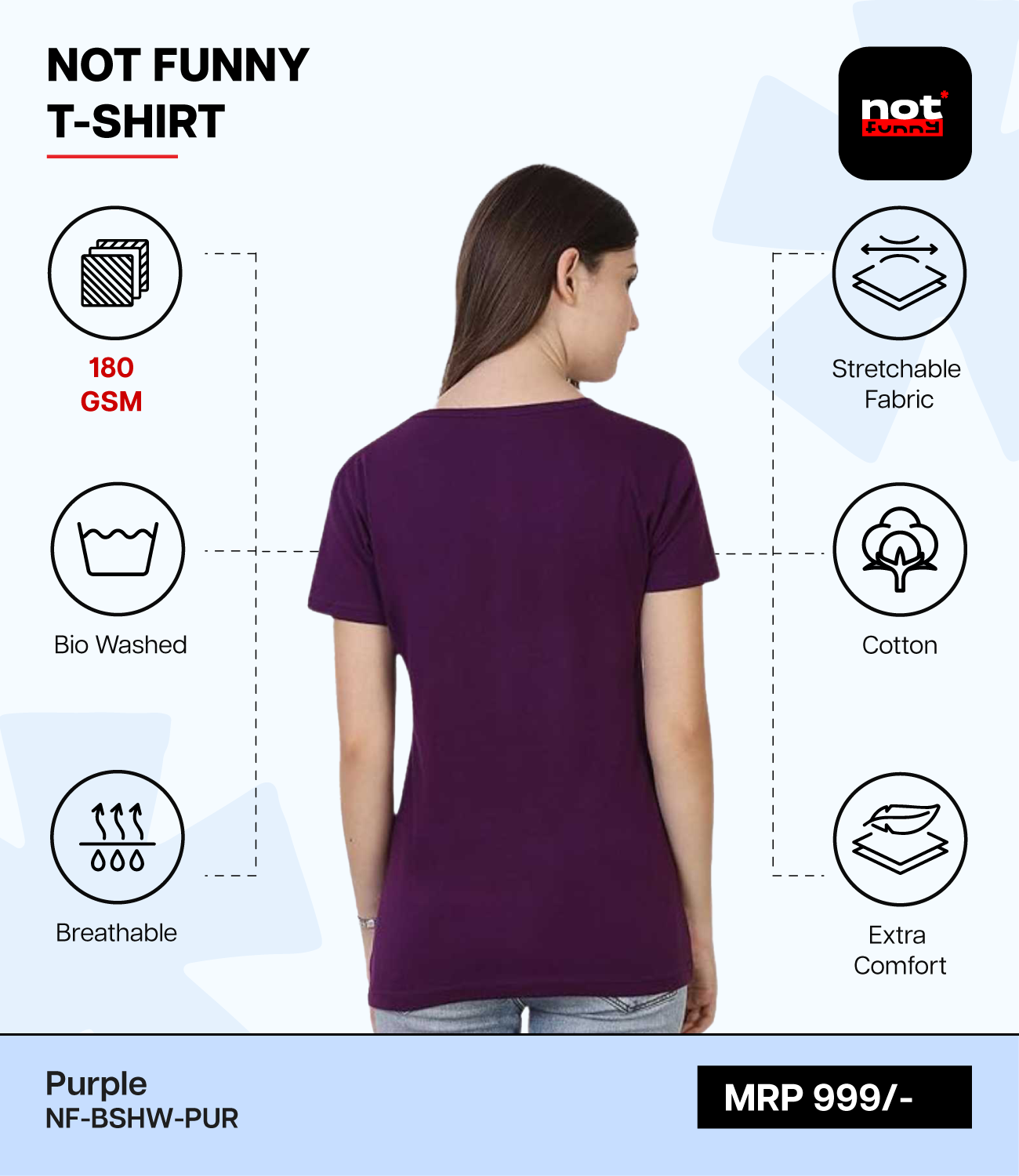 Biowash Women’s PUR T-Shirt – Soft, Stretchable & Breathable Cotton