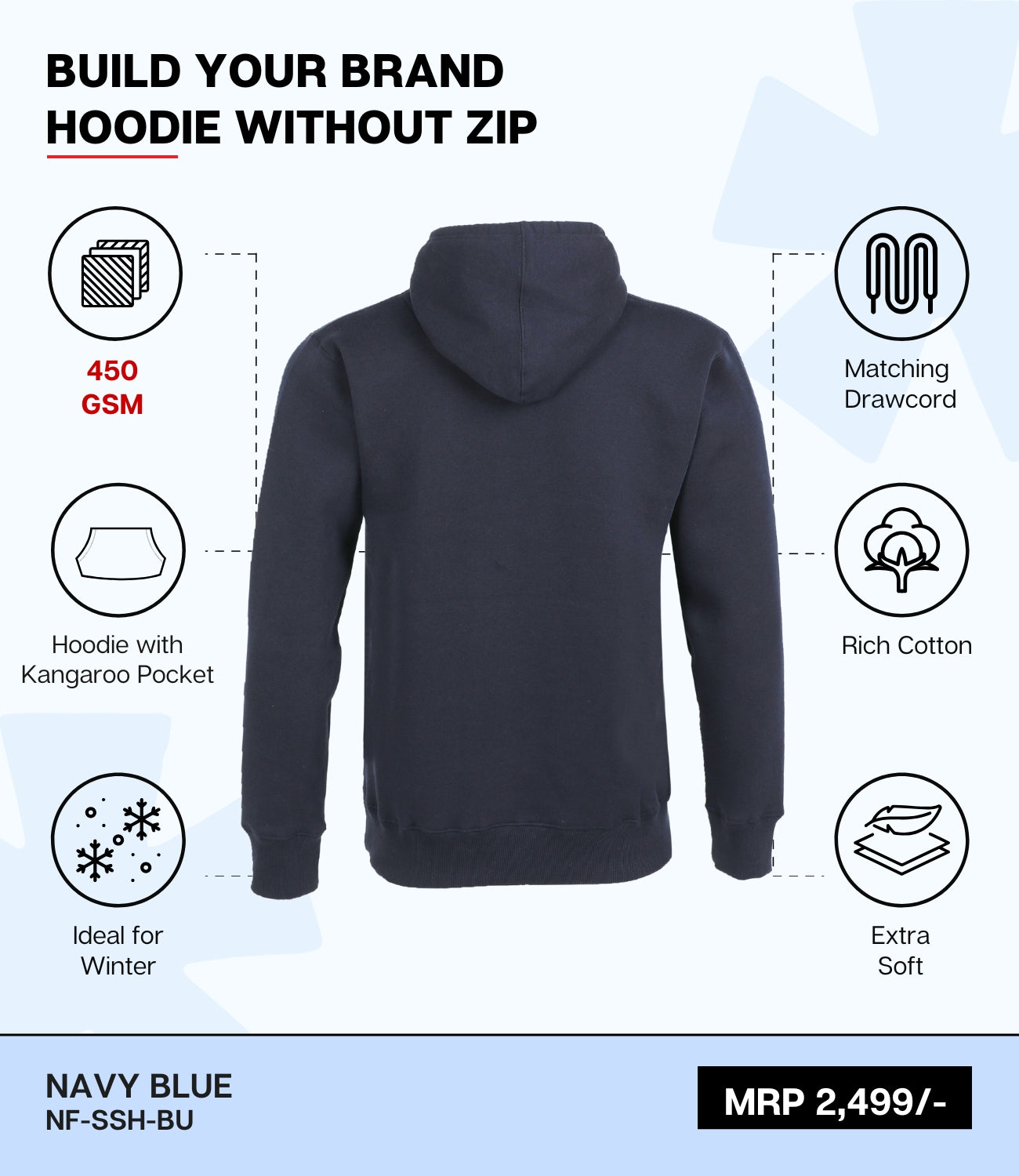 Premium 450 GSM Without Zip Hoodie BU