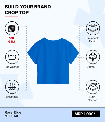 Breathable Cotton Bio-Washed 180 GSM RB Crop Top for Women