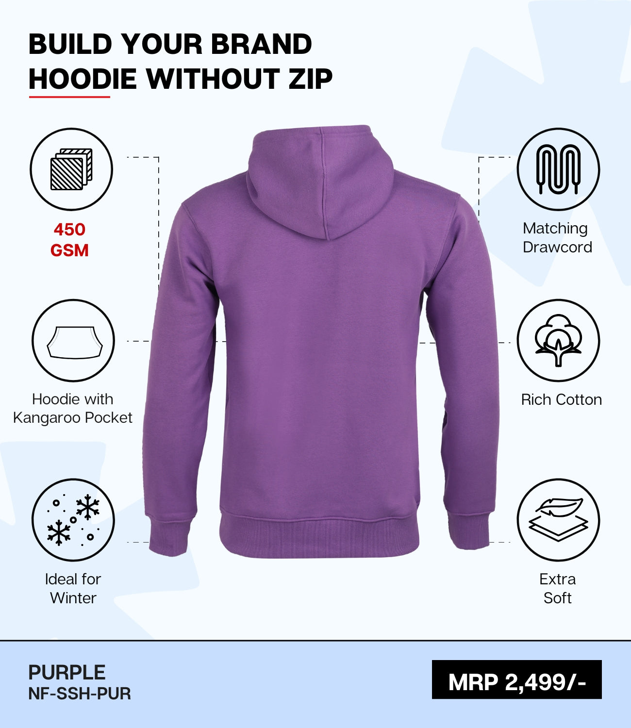 Premium 450 GSM Without Zip Hoodie PUR