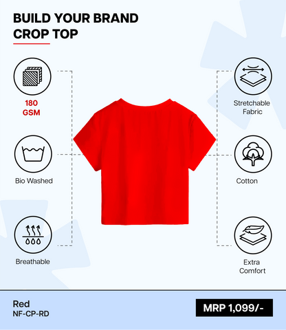 Breathable Cotton Bio-Washed 180 GSM RD Crop Top for Women