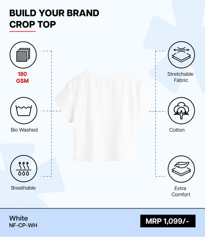 Breathable Cotton Bio-Washed 180 GSM WH Crop Top for Women