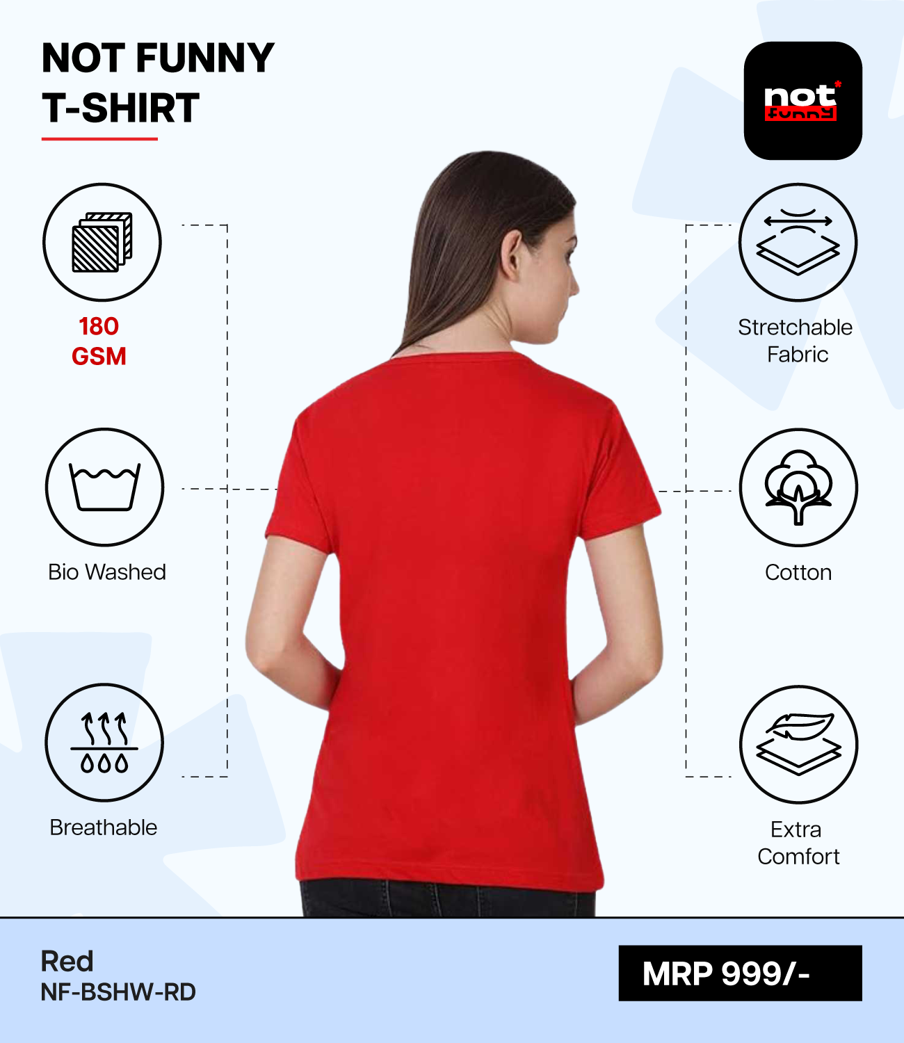 Biowash Women’s RD T-Shirt – Soft, Stretchable & Breathable Cotton