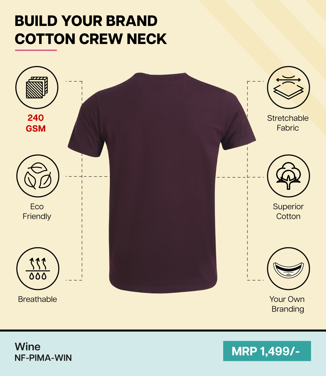 Men’s Pima Cotton Crew Neck T-Shirt  Wine