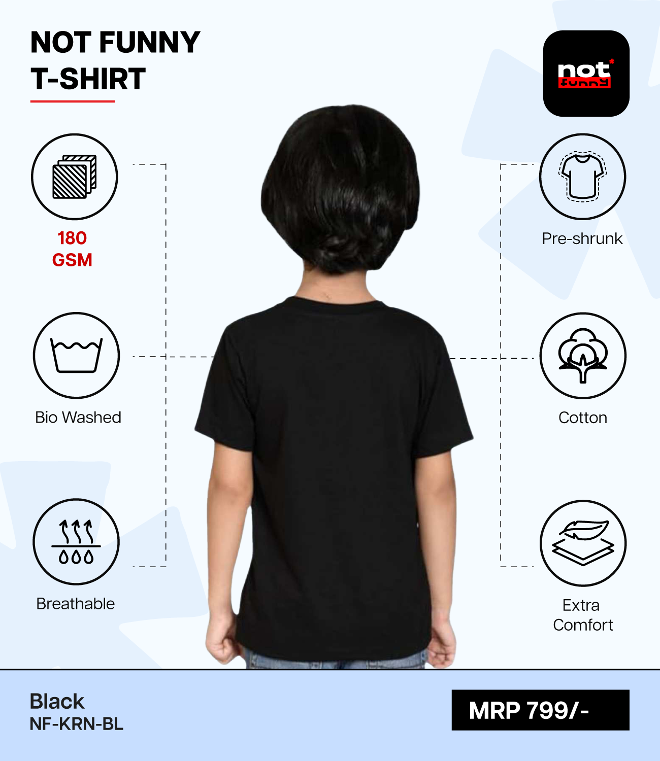 Kids Cotton Round Neck BL