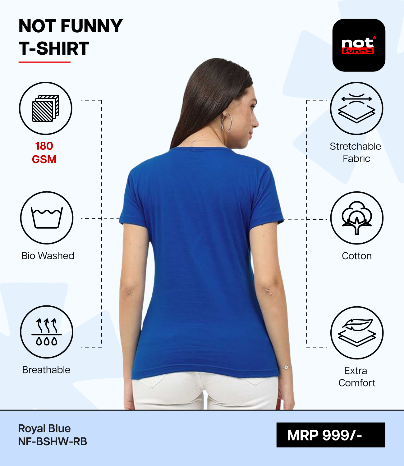 Biowash Women’s RB T-Shirt – Soft, Stretchable & Breathable Cotton