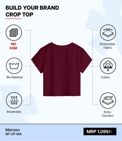 Breathable Cotton Bio-Washed 180 GSM MA Crop Top for Women