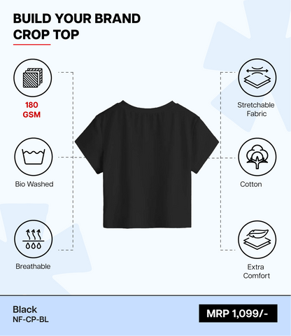 Breathable Cotton Bio-Washed 180 GSM BL Crop Top for Women