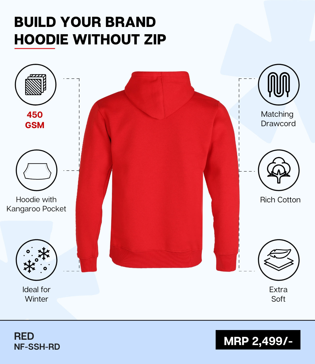 Premium 450 GSM Without Zip Hoodie RD