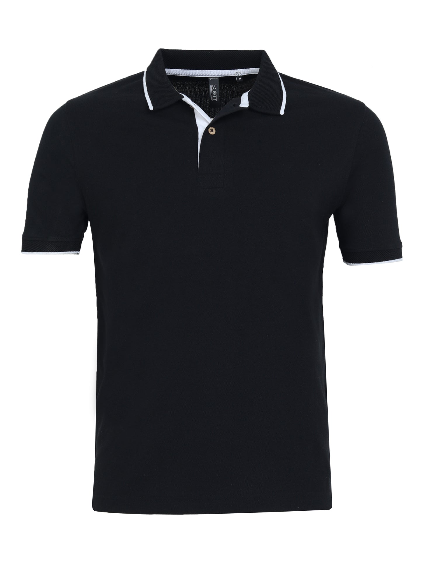 Men’s Casual Jacquard Collar Polo Black